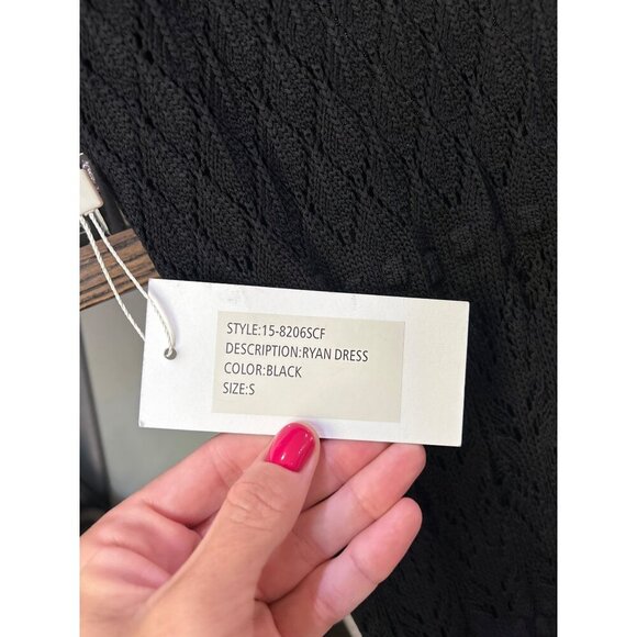 TORN BY RONNY KOBO Ryan Knit Fringe Midi Dress Black Womens Size Small - Picture 10 of 13